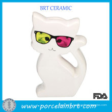 Cool Cat White Ceramic Money Box